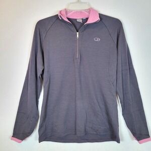 Icebreaker 320 Womens Wool 1/4 Zip Base Layer Top Size Large Gray Ski Winter